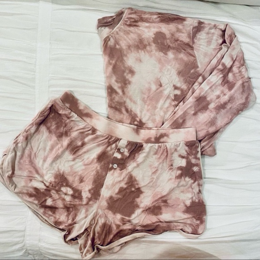 Stars Above Pink Tie-Dye Pajama Set